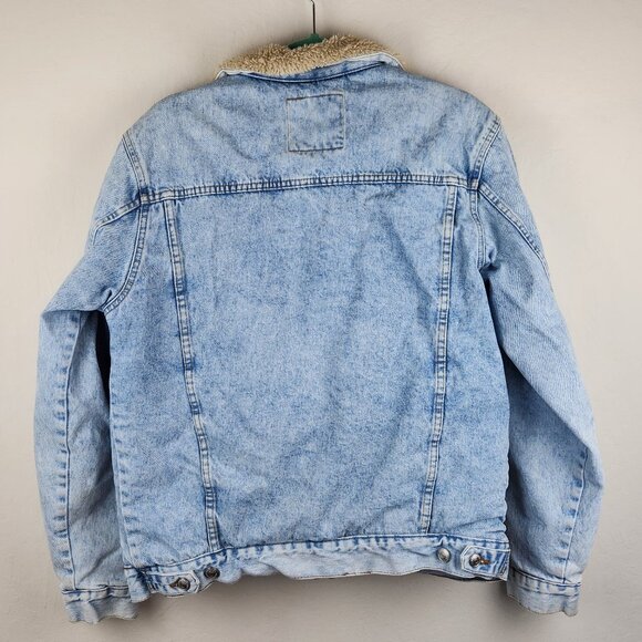 Zara Men's Faux Sherpa Lined Denim Jean Jacket sz L - Picture 2 of 13